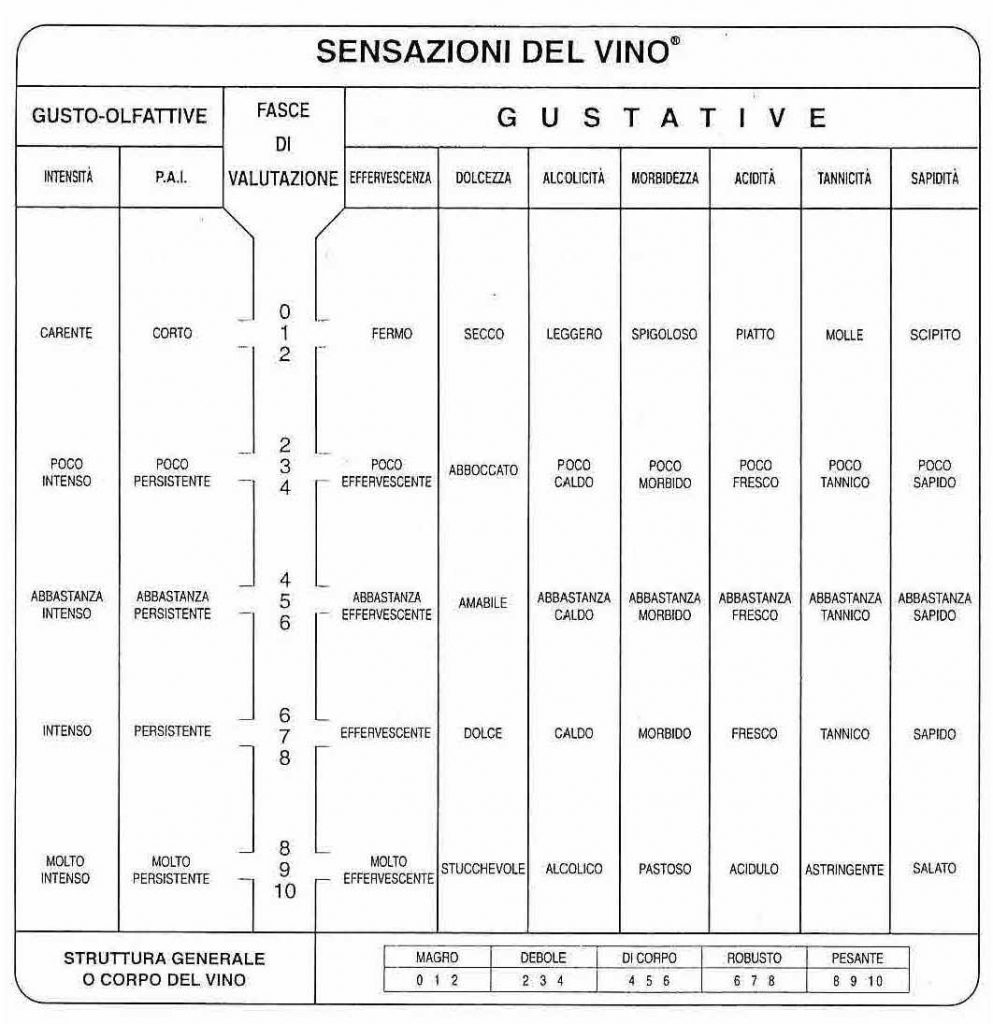 organolettica scheda decimale vino